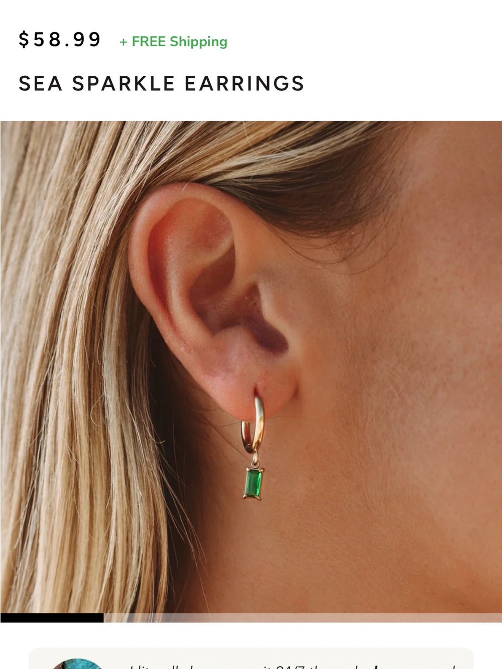 Sea Sparkle Green Gem Gold Hoop Earrings